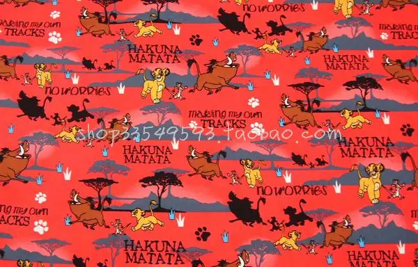 140 см ширина Hakuna Matata Король Лев хлопчатобумажная ткань для мальчиков одежда постельные принадлежности набор домашний штора наволочка DIY-BK510