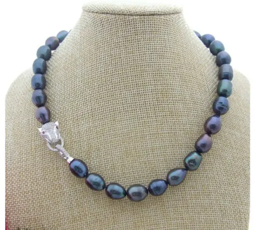 

STUNNING 11-13MM TAHITIAN BLACK GREEN PEARL NECKLACE 18 INCH