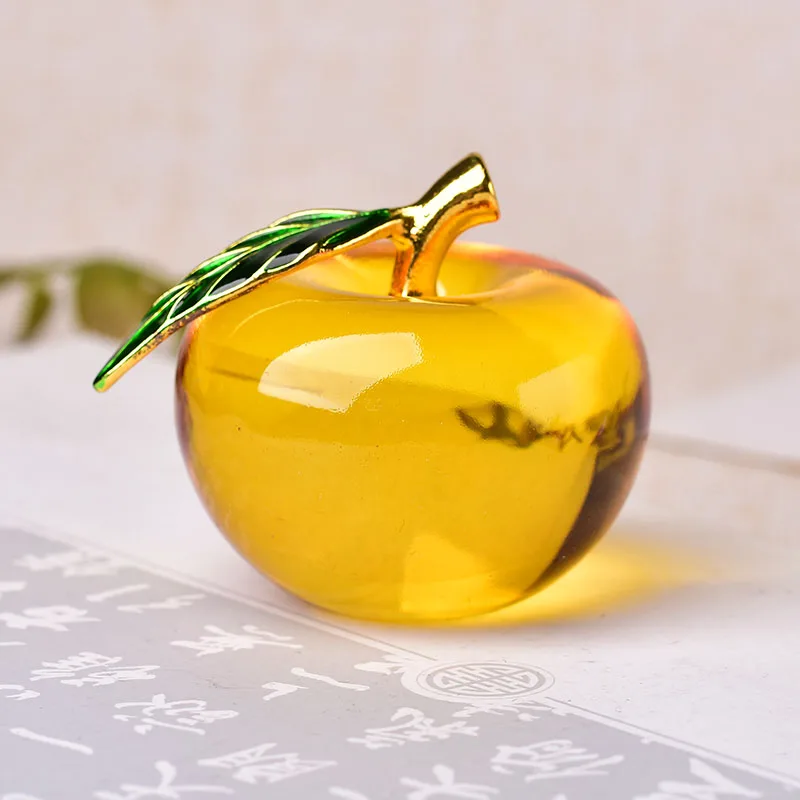 

Apple Ornaments Coloured Glaze Decoration Glass Home Decoration Crystal Quartz purple red pink Yellow lucency Gift Souvenir