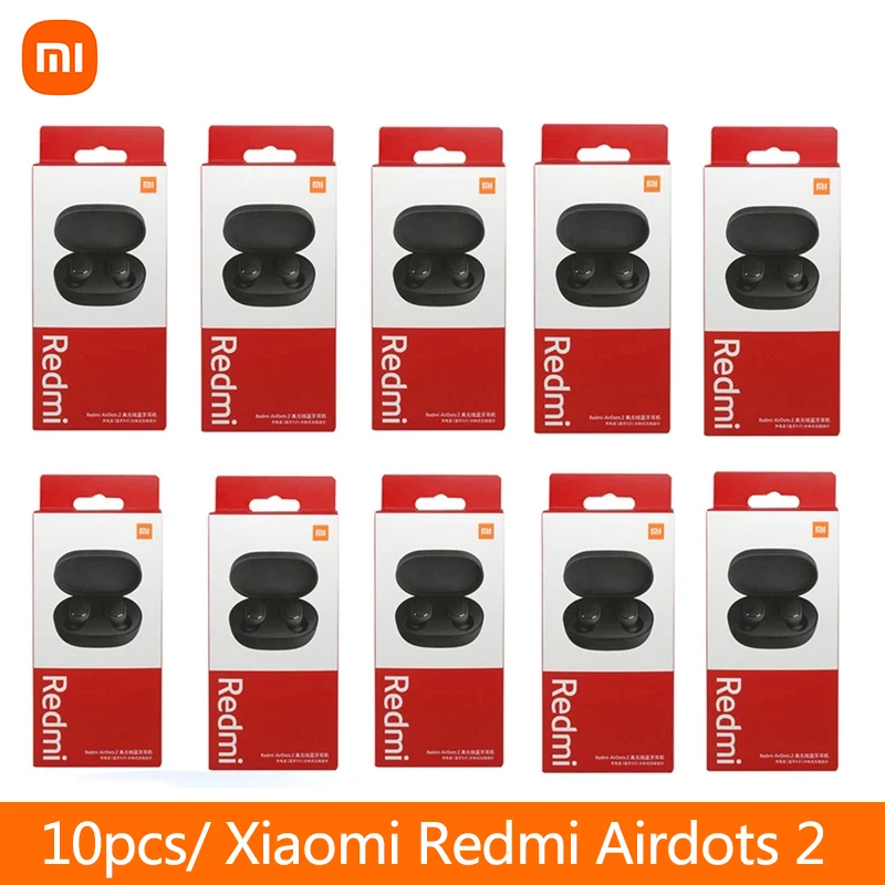 10 pieces/lot Original Xiaomi Redmi Airdots 2 Headset TWS True Wireless Bluetooth Earphone With Mic Earbuds Auto Link AI Control