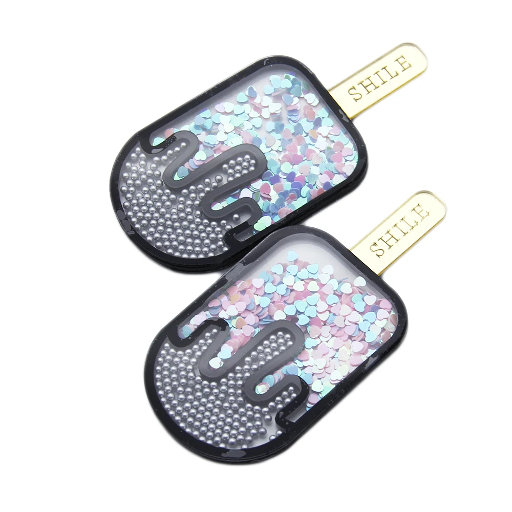 

David accessories 45x90mm Hot Fashion Liquid Quicksand Cover For Phone DIY Sequin Ice Cream Patch Cases,1Yc6118