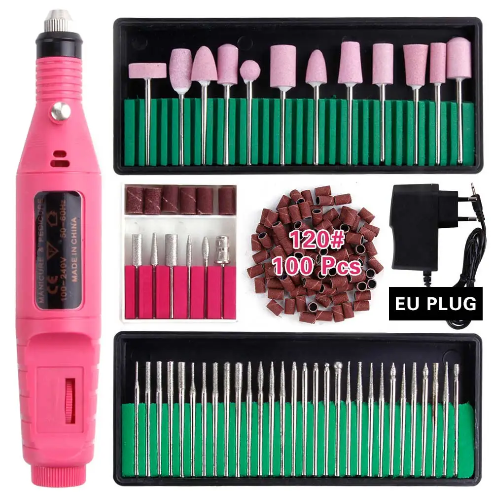 Set G EU Plug Электрический набор сверл для ногтей, профессиональная мельница, машинка для маникюра, резак, Шлифовальная Пилка Для Ногтей, пилка, Гель-лак для удаления керамического резака - Цвет: Set G EU Plug