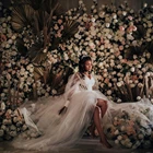 Романтическое белое Тюлевое длинное свадебное платье es 2021, сексуальные платья с пышными рукавами, высоким разрезом сбоку, кружевное пляжное свадебное платье