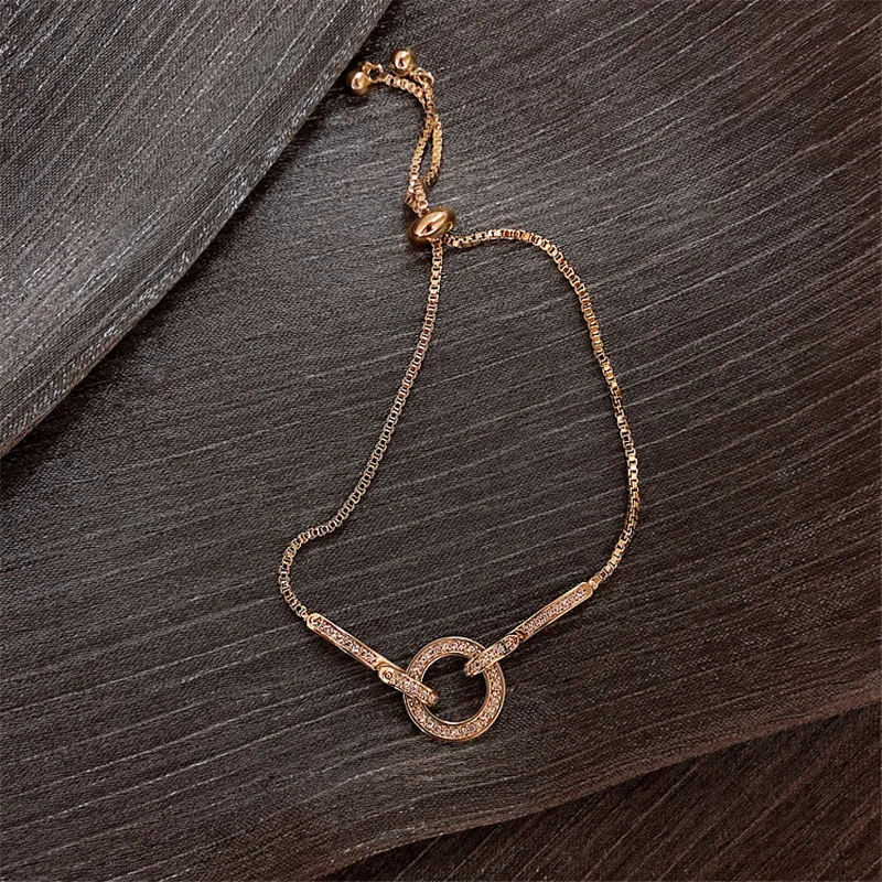 Модный простой кулон браслет с фианитами класса ААА для женщин Круглый Блестящий