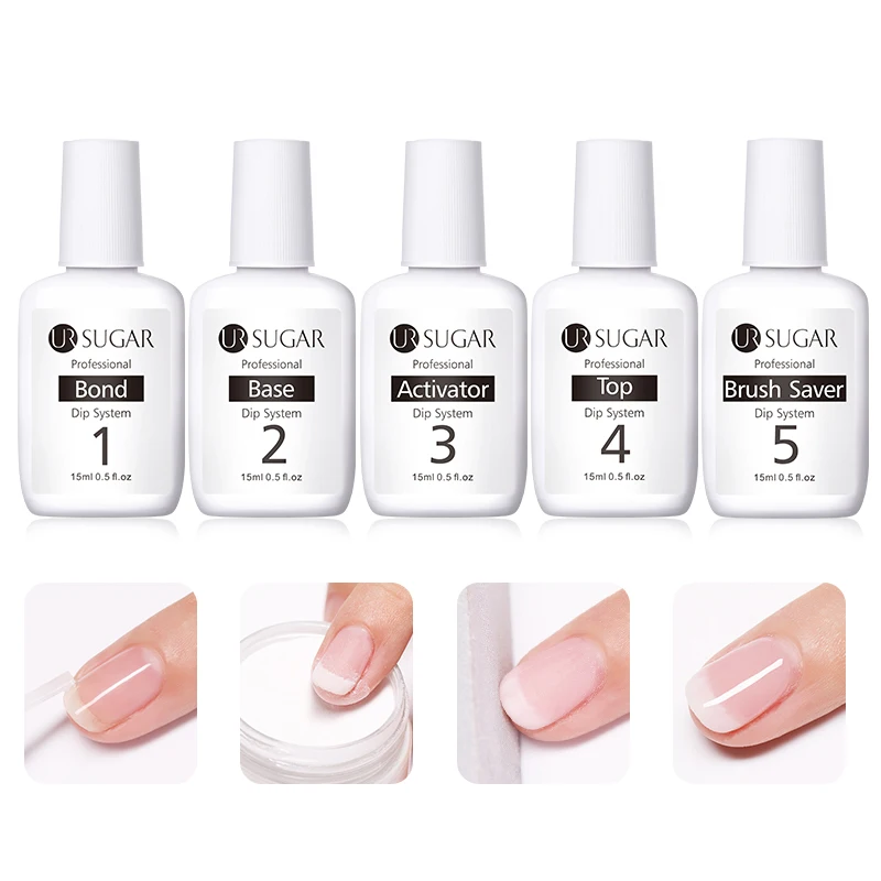 UR SUGAR 6 шт./партия, светящаяся пудра для ногтей, базовый топ, комплект, полное пальто из акрила, набор для маникюра, не нужна лампа для лечения