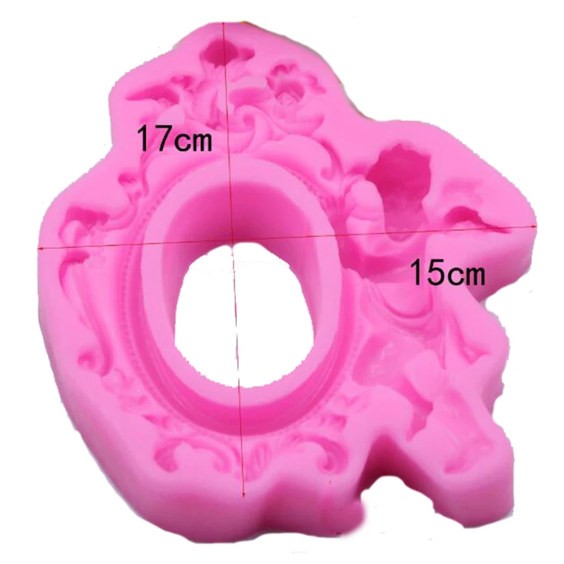 

2021 New Arrival European Style Retro Silicone Mold Pink Angel Lace Photo Frame Big Fondant DIY Handmade Tools Home Decoration