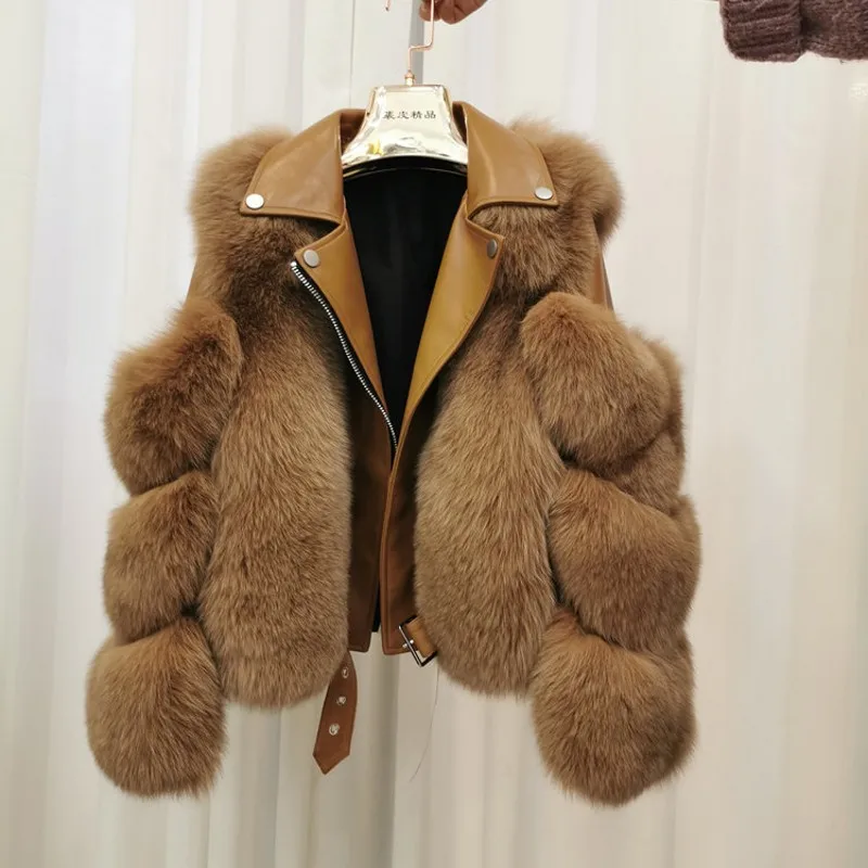 Женская теплая тонкая зимняя куртка из натурального меха Роскошная Шуба Лисьего