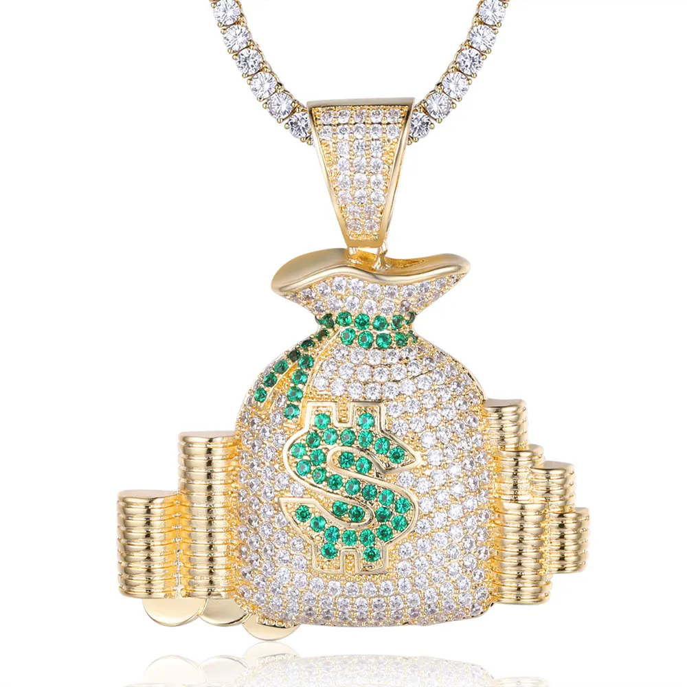 100% микро циркониевое украшение в стиле хип-хоп блестящее ожерелье с подвеской