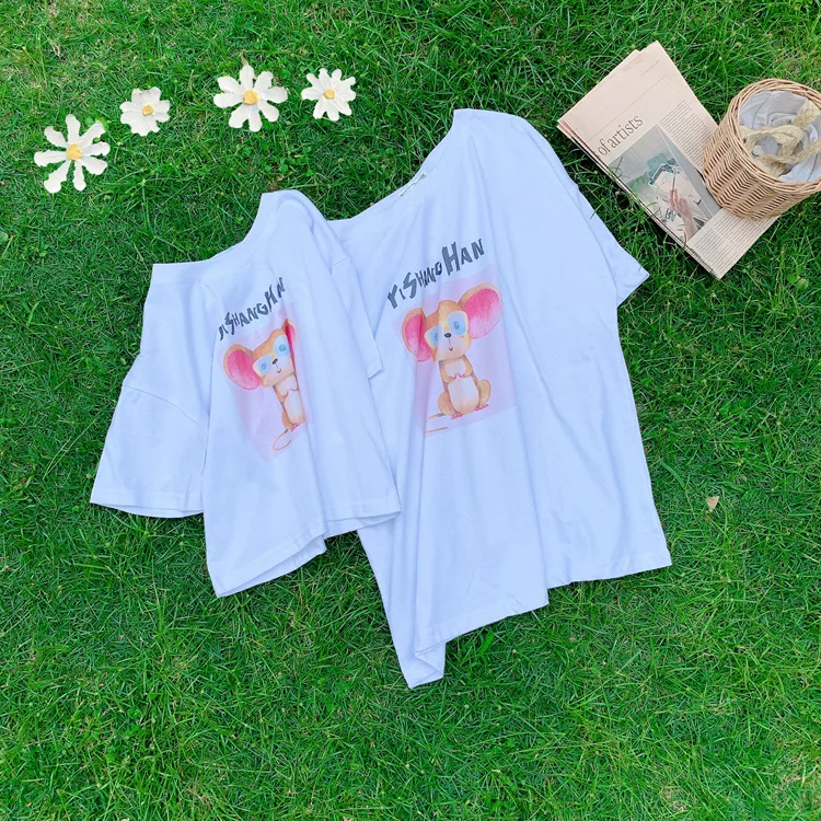 

Parent-child wear 2020 summer new mother and women's cartoon loose t-shirt Korean girl's short-sleeved shirt