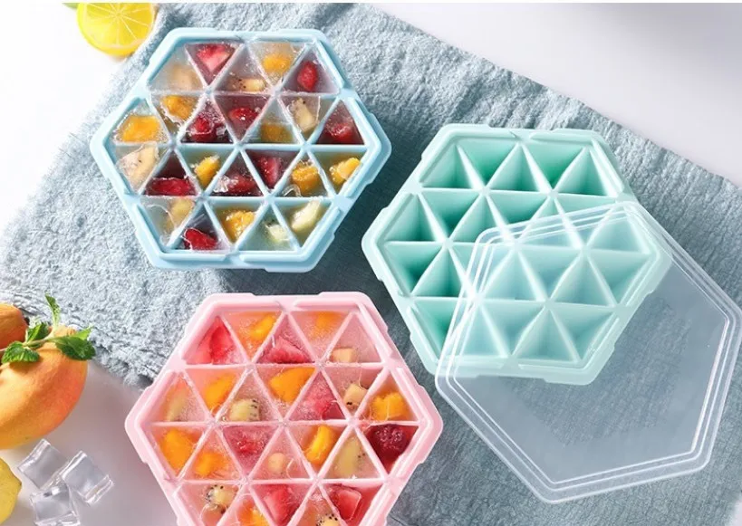 24 полости с крышкой многогранная форма для льда многоразовая силиконовая лоток