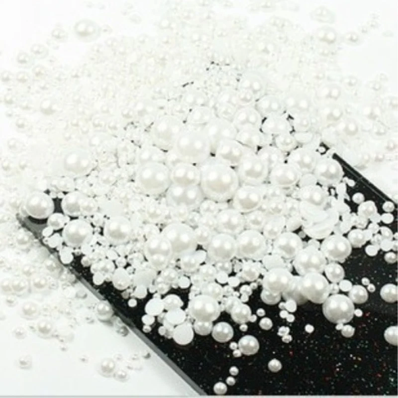 

Free Shipping Mixed sizes Glue on Craft ABS Imitation nail Art Half Pearls Flatback Pearls Resin Scrapbook Beads Decorate