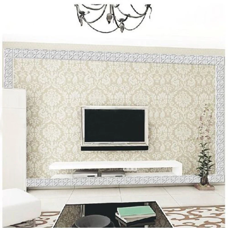 Серебряные наклейки на стену Декор DIY домашний Фреска гостиная кровать Зеркало