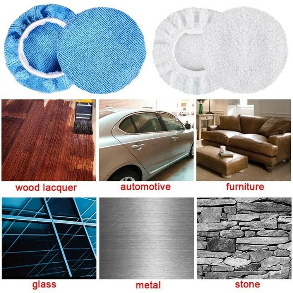 12pcs Universal Microfiber Polishing Pads 4pcs White Synthetic Fleece Waxing Bonnet Cap Elastic Design For 5-6in Car Polisher | Автомобили