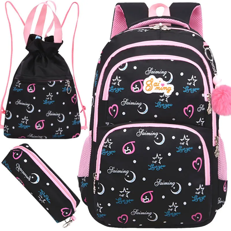Школьные ранцы для девочек, детский школьный рюкзак с милым принтом, модные ортопедические портфели для девочек, 3 шт./компл.