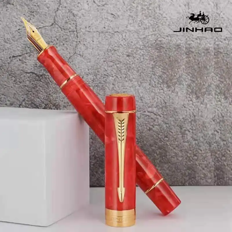 

Jinhao 100 Fountain Pen Red Ink Pen F NIb Converter Filler Stationery Office school supplies writing gift