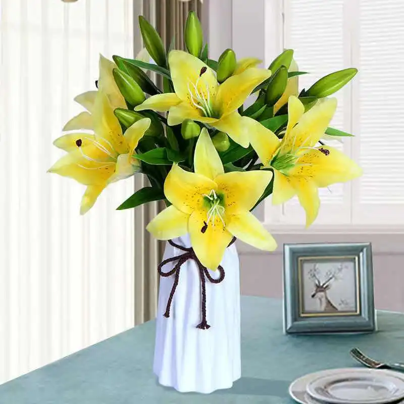 1 шт. искусственные лилии цветок ветка высокое качество имитация цветка Lilium