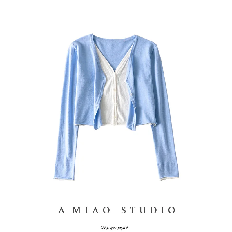 Новинка для ранней осени женский нишевой дизайн имитация двух частей тонкий