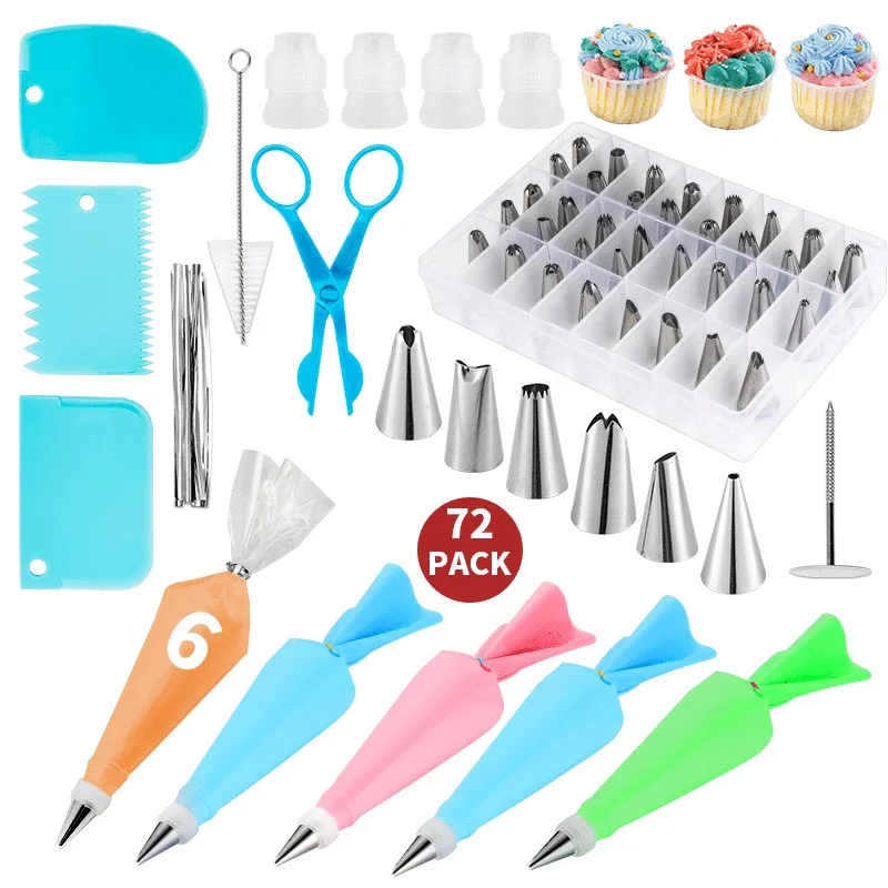 

72pcs/set Cake Decorating Kit Pastry Fondant Piping Nozzle Bag Kitchen Cake Dessert Baking Tools Kitchen Accessories