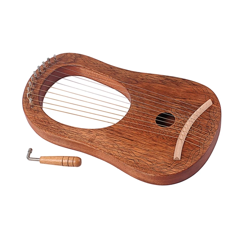 

Wooden Harp 10 String Harp Portable Small Lyre with Durable String Musical Instrument Beginner Tools Boys Girls Christmas Gift
