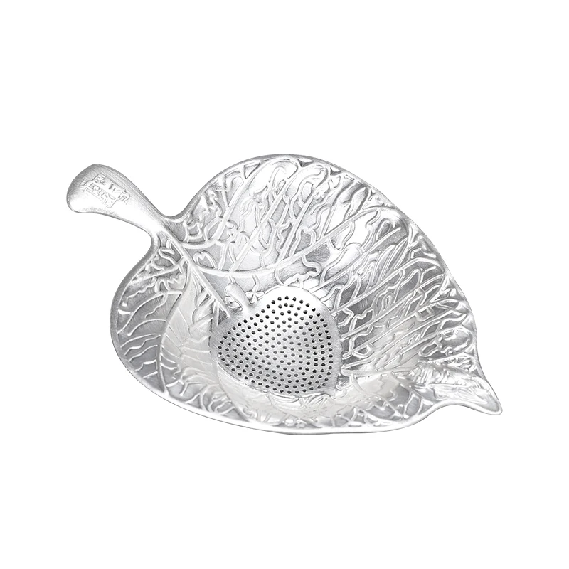 

Bodhi leaf S999 sterling silver leaking tea strainer creative tea strainer teapot public cup tea ceremony