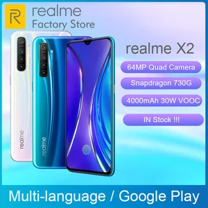 Глобальная версия REALME X2 6,4 'AMOLED экран Snapdragon 730G 64-мегапиксельная четырехъядерная камера NFC OPPO VOOC 30W быстрое зарядное устройство для мобильного телефона