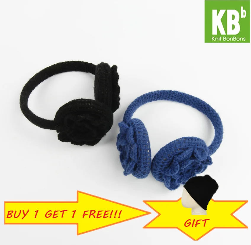 2018 KBB Модные женские и мужские вязаные теплые зимние наушники с цветочным узором