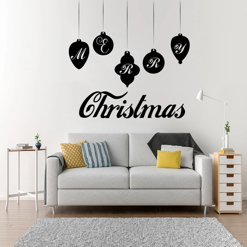 

Christmas Ball Wall Decal Merry Christmas Wall Sticker For Home Livingroom Wall Art Decoration Vinyl CH343