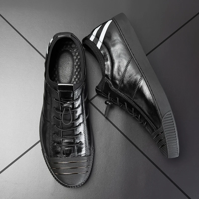 

Men's Casual Sneakers Black Casual Shoes Men's Leather Sapato Masculino Men Leisure Moccasins Man Shoe Zapatillas Hombre
