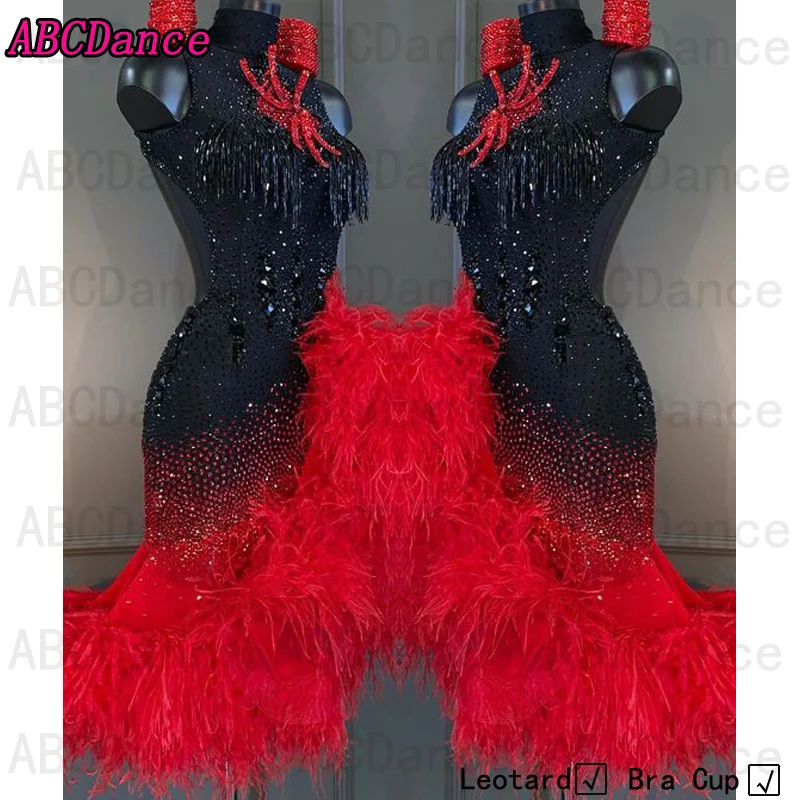 Женское платье для конкурсов латиноамериканских танцев черное сексуальное с
