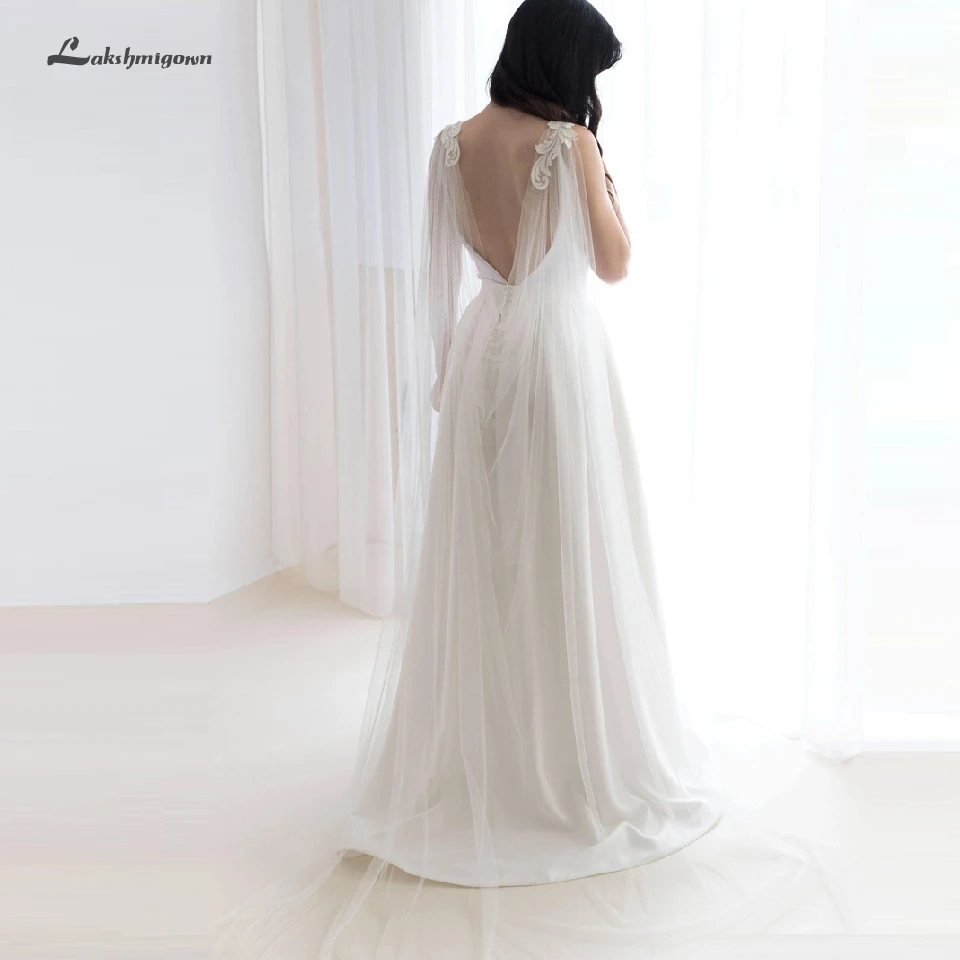 Женское длинное фатиновое свадебное платье lakshmiбальное в кашне с открытой спиной кружевные накидки на плечо