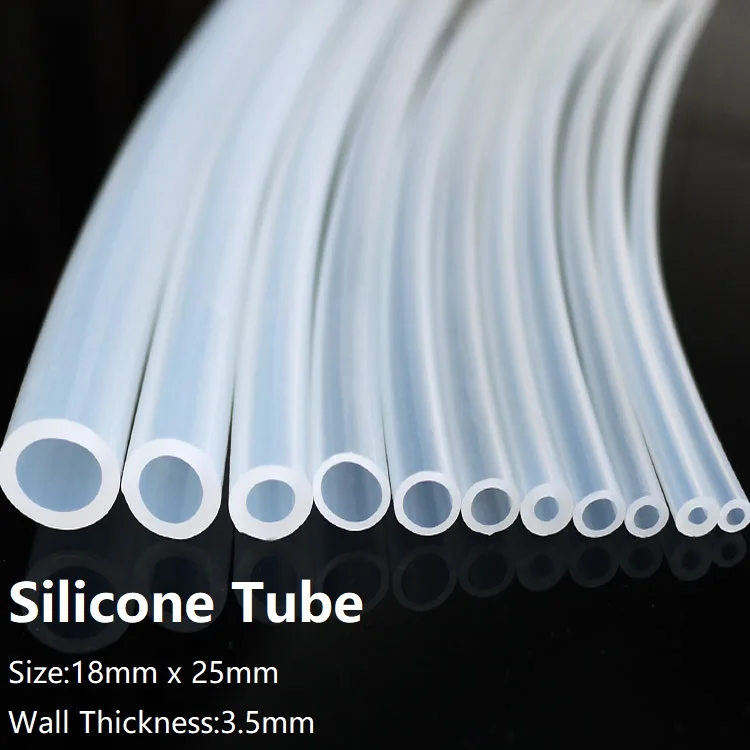 

Transparent ID 18mm x 25mm OD Food Grade Silicone Rubber Hose Soft Flexible Drinking Pipe Tube Non-Toxic Temperature Resistance
