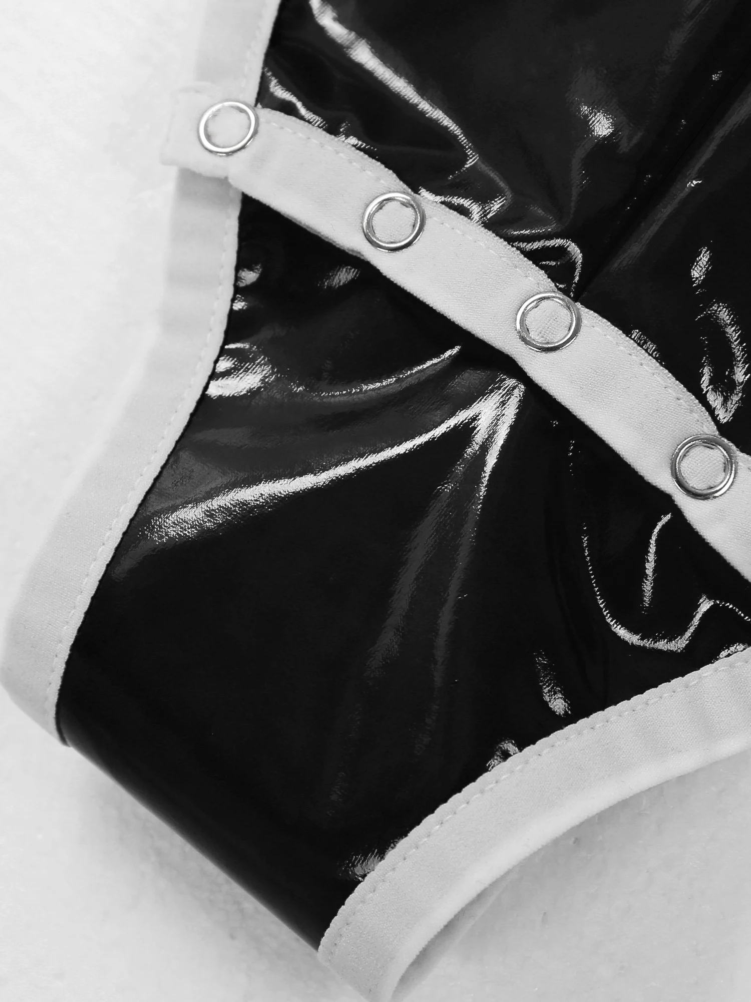 Мужское однотонное боди 1 шт. облегающее платье из лакированной кожи с коротким