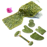 jade cooling sleep mask for eye face massage natural stone jade roller gouache scraper massager roller set jade eye mask