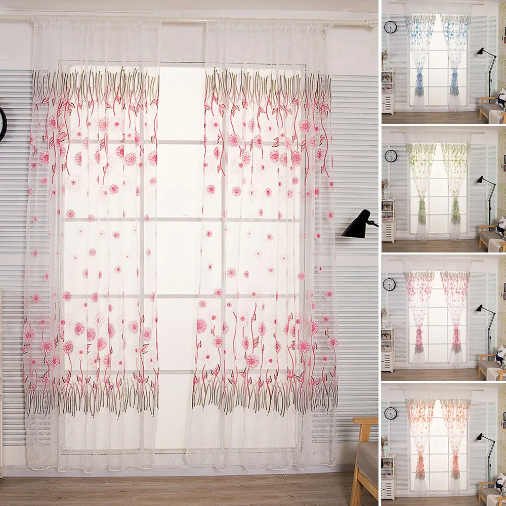 Окно цветок занавеска разделитель комнаты драпировка полиэфирное волокно 200*100
