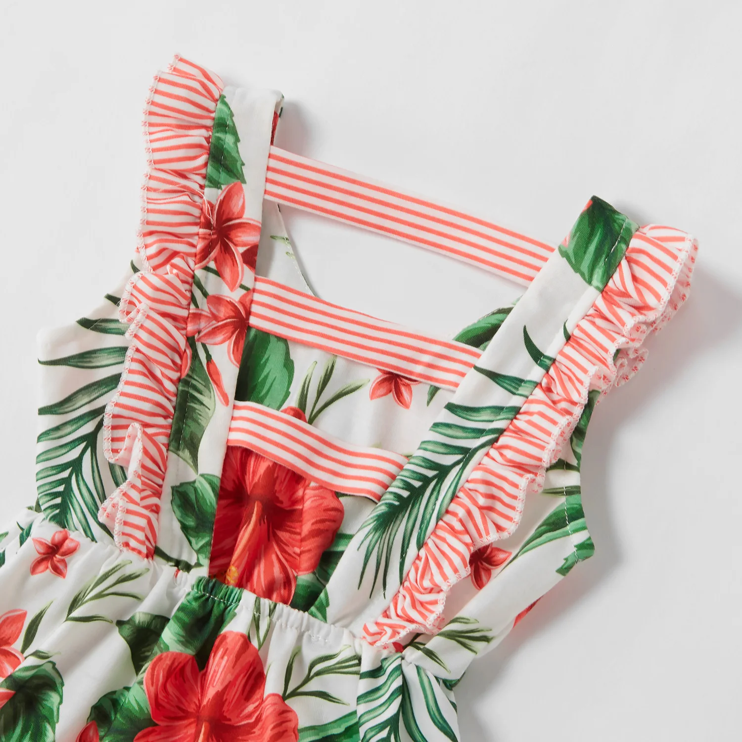 

PatPat 2021 New Arrival Mosaic Family Matching Stripe Floral Tank Dresses T-shirt Romper for Dad-Mom-Boy-Girl-Baby