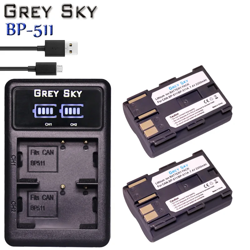2 шт. bateria BP-511 BP511 BP 511 BP-511A Батарея пакет для Canon G6 G5 G3 G2 G1 EOS 300D 50D 40D 30D 20D 5D MV300i цифровой