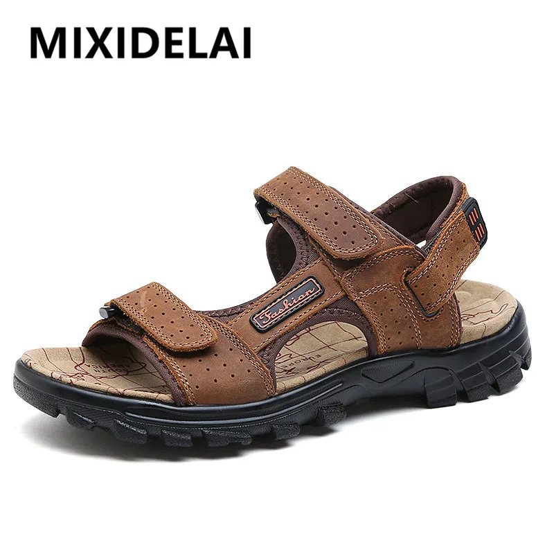 

Summer Men's Sandals Outdoor Large Size Non-slip Men's Beach Sandals Genuine Leather Men Shoes Comfortable Walking Men Sneaker
