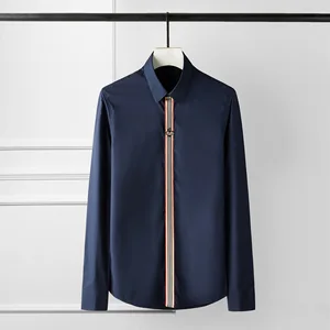 Мужская хлопковая рубашка, осенняя Повседневная рубашка с длинным рукавом и отложным воротником, размера плюс, M-4XL