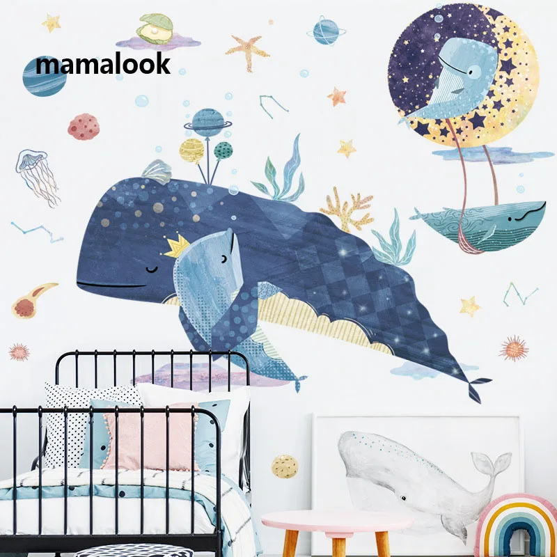 

New marine life killer whale children's room wall stickers living room bedroom decoration self-adhesive removable stickers