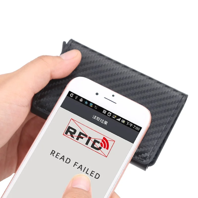 new carbon fiber rfid blocking mens credit card holder leather bank card wallet case cardholder protection purse for women free global shipping