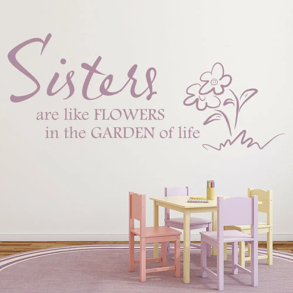 Семейная Цитата Наклейка на стену сестры как цветы Декор для детской комнаты