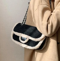 lattice square plush crossbody bag new high quality matte pu leather womens designer handbag chain shoulder messenger bag