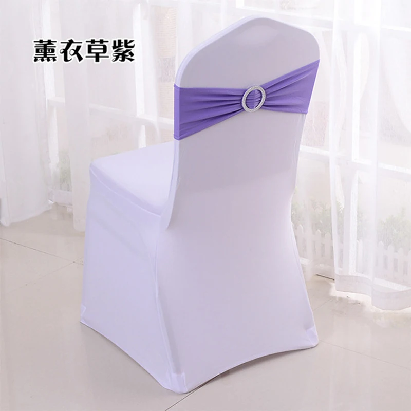 

Cheap 100pcs Spandex Chair Cover Retractable Lycra Ribbons Spandex Chair Band Bow Tieschair Ring Wedding Party Hotel Decoration