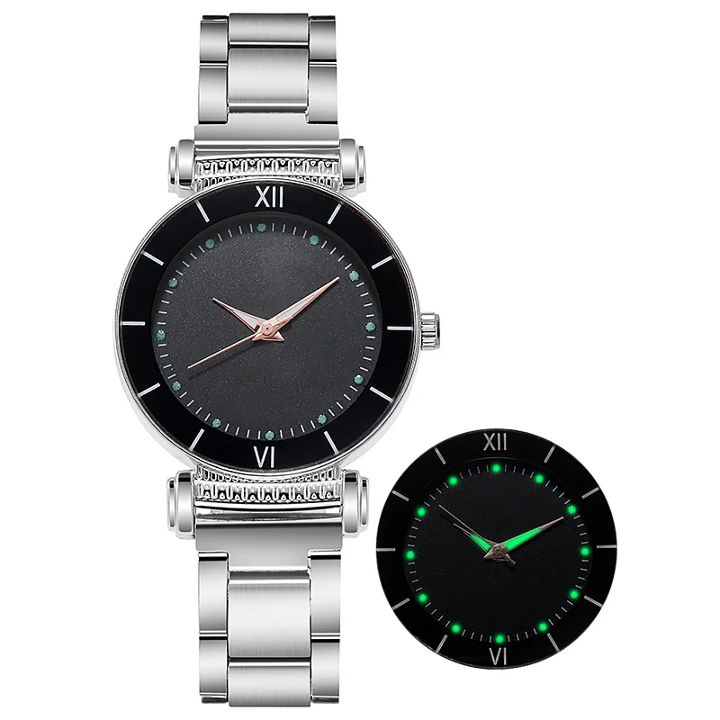 Женские кварцевые светящиеся часы с цифрами рома модные роскошные женские из