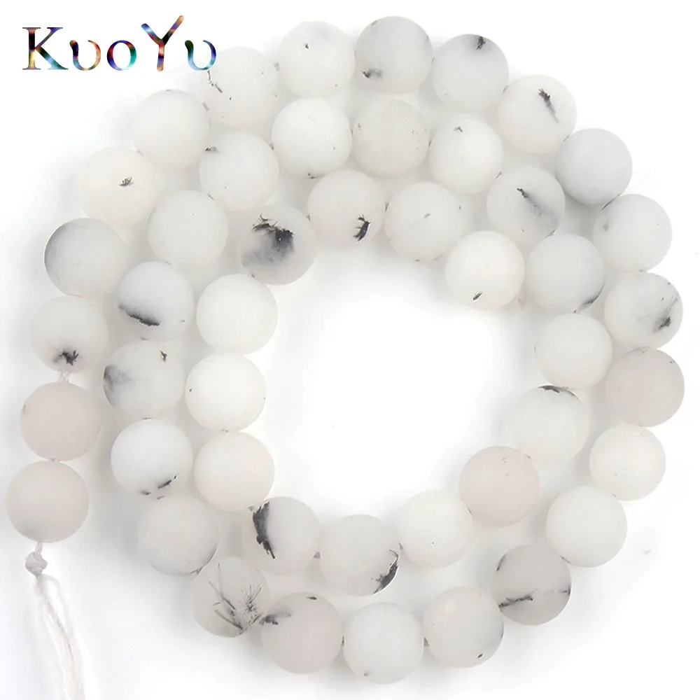 Бусины из нефрита свободные бусины с черными точками белого цвета для