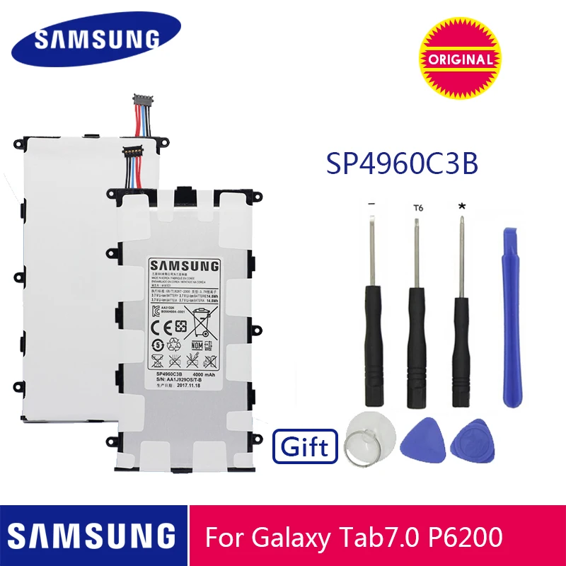 Samsung аккумулятор для планшета SP4960C3B 4000 мАч для samsung GALAXY Tab 7,0 Plus P3110 P3100 P6200 P6210 батареи+ Бесплатные инструменты