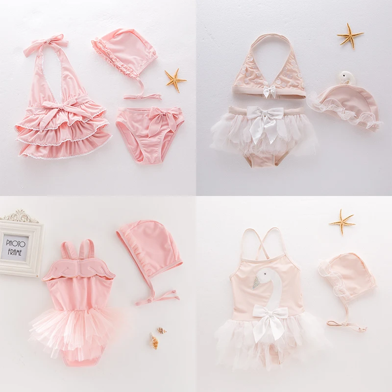 Children's Swimwear Pink Lace Sequins Girls Bikini Set Swimsuit Baby Girl Child Bathing Clothes Swimming Suit Infant Bikinis