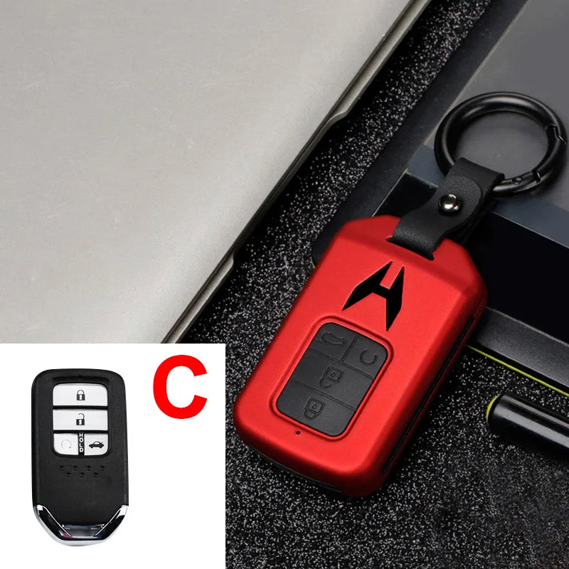 C Red ABS+ силиконовый для ключа автомобиля чехол для электронный контроллер дросселя для Honda Civic CRV HR-V HRV пилот соглашение о Одиссее 2013- удаленный смарт-ключ чехол - Название цвета: C Red