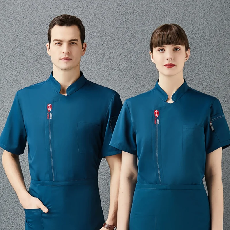 Куртка шеф повара для мужчин женщин с коротким рукавом китайская кухня официант