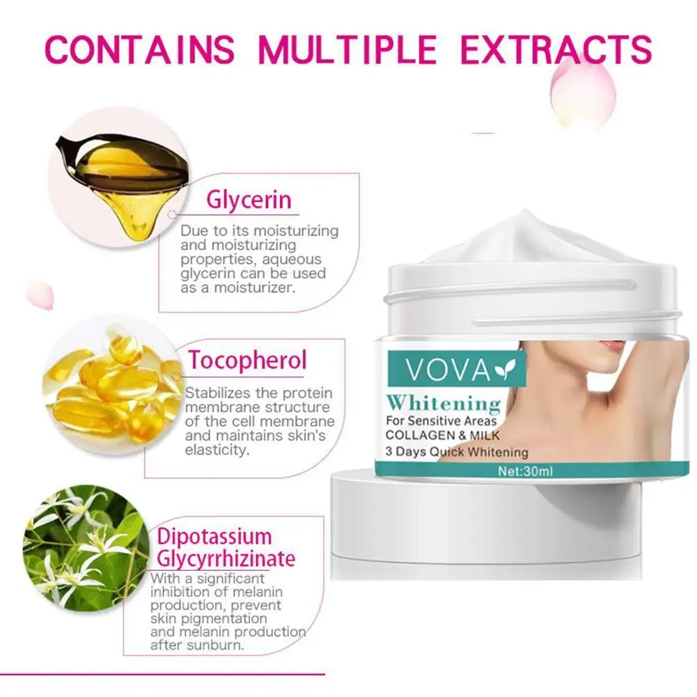 

Whitening Cream Bleaching Face Body Lightening Cream Underarm Armpit Parts White Legs Knees Cream Whitening Body Private N2F2